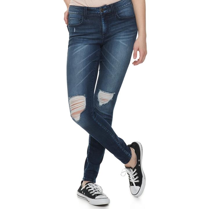 Juniors' So&reg; Low Rise Jeggings, Size: 1 Short, Blue