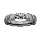 Stacks And Stones Ruthenium-plated Sterling Silver Heart Stack Ring, Women's, Size: 10, Black