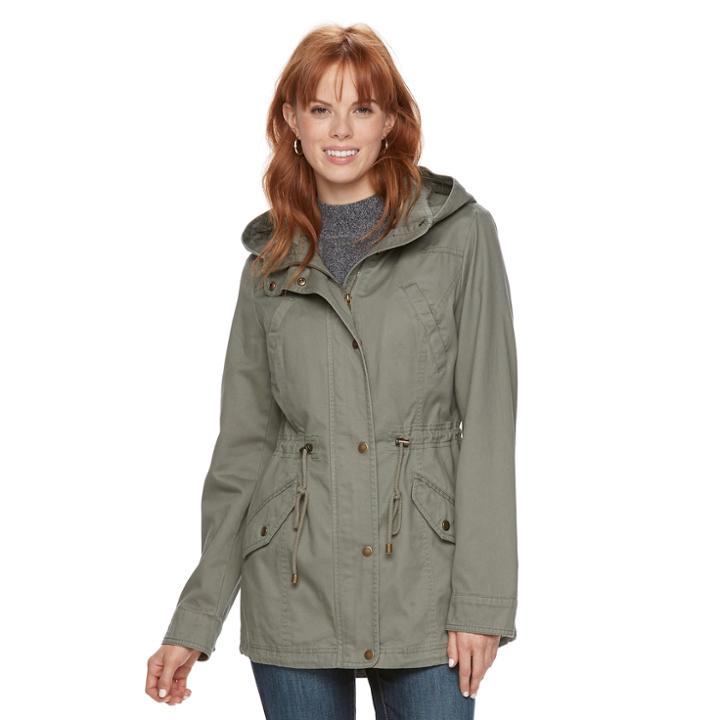 Women's Sebby Collection Cotton Anorak, Size: Medium, Green Oth