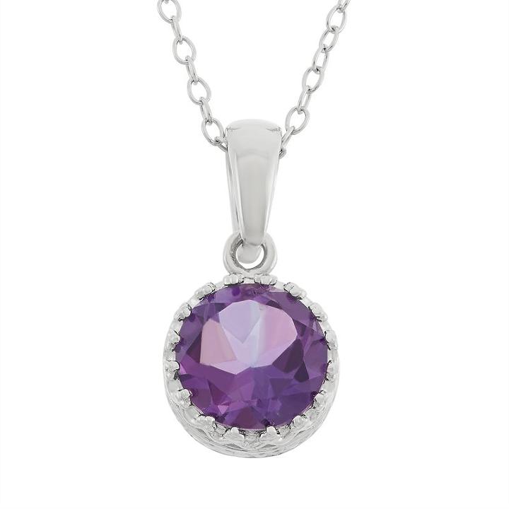 Tiara Amethyst Sterling Silver Pendant Necklace, Women's, Size: 18, Purple