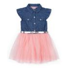 Girls 4-6x Little Lass Chambray Tulle Dress, Size: 6x, Dark Pink
