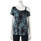 Women's Rock & Republic&reg; Asymmetrical Cold-shoulder Tee, Size: Xl, Med Grey