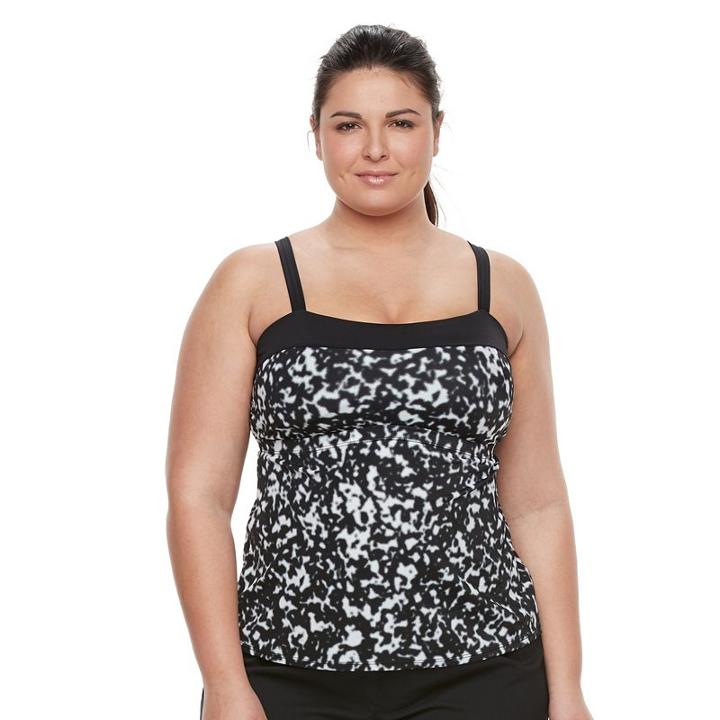 Plus Size Nike Oxidize Splatter Tankini Top, Women's, Size: 2xl, Black