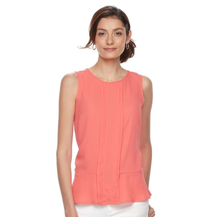 Women's Dana Buchman Pleated Peplum Top, Size: Large, Lt Orange