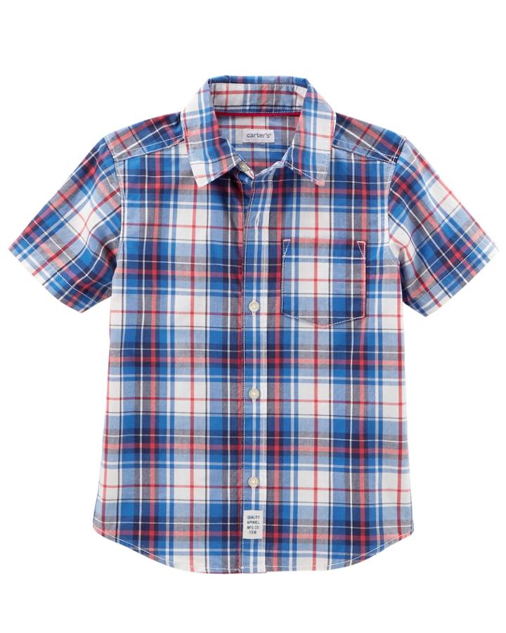 Boys 4-8 Carter's Plaid Button Down Shirt, Size: 6, Red Blue Plaid