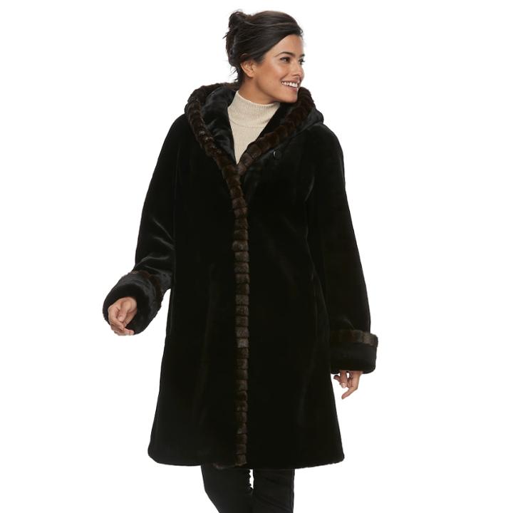 Women's Gallery Faux-fur Jacket, Size: Xl, Black
