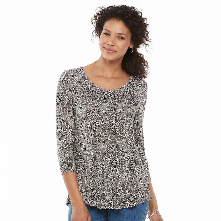 Women's Croft & Barrow&reg; Smocked-bib Top, Size: Small, Oxford
