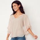 Women's Lc Lauren Conrad Print Flounce Sleeve Top, Size: Xs, Light Pink