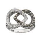 Lavish By Tjm Sterling Silver Marcasite & Crystal Teardrop Ring, Women's, Size: 7, Black
