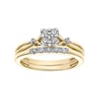 Cherish Always 10k Gold 1/4 Carat T.w. Diamond Square Engagement Ring Set, Women's, Size: 6.50, White