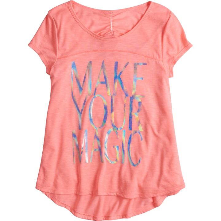 Girls 7-16 & Plus Size So&reg; Ruched Back Graphic Tee, Size: 10, Pink