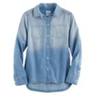 Girls 7-16 & Plus Size So&reg; Curved High-low Hem Chambray Shirt, Size: 14, White Oth