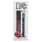 Academy Of Colour Matte Liquid Lipstick & Lip Liner - Burgundy, Multicolor