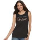 Women's Apt. 9&reg; Graphic Tank, Size: Medium, Black