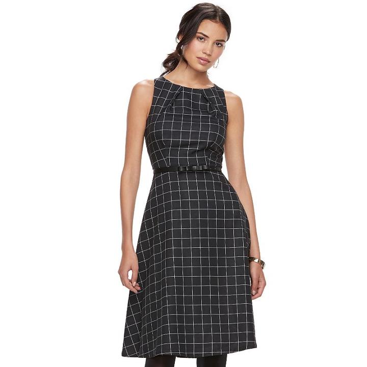 Women's Elle™ Pleated Midi Dress, Size: Xl, Black