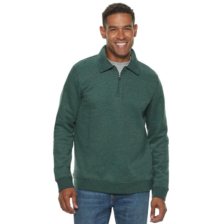 Men's Croft & Barrow&reg; Classic-fit Quarter-zip Fleece Polo, Size: Xl, Dark Green
