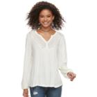 Juniors' American Rag Lace Henley Top, Size: Medium, White