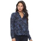 Women's Rock & Republic&reg; Print Drape High-low Top, Size: Xl, Med Blue