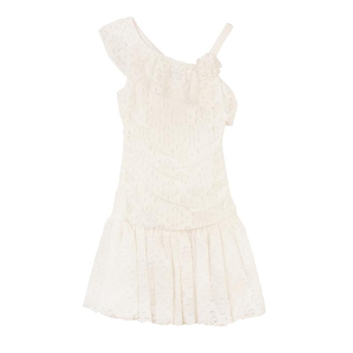 Iz Amy Byer Asymmetrical Ruffled Lace Dress - Girls 7-16, Size: 7, White