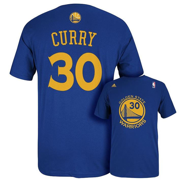 Adidas Golden State Warriors Stephen Curry Player Name And Number Tee - Men, Size: Large, Med Blue