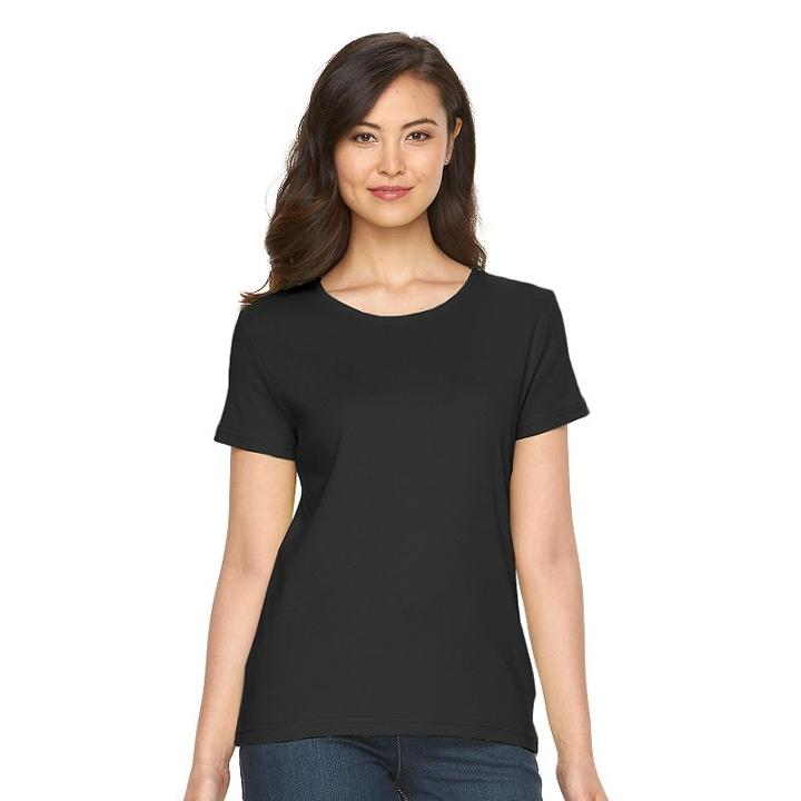 Women's Croft & Barrow&reg; Essential Crewneck Tee, Size: Medium, Black