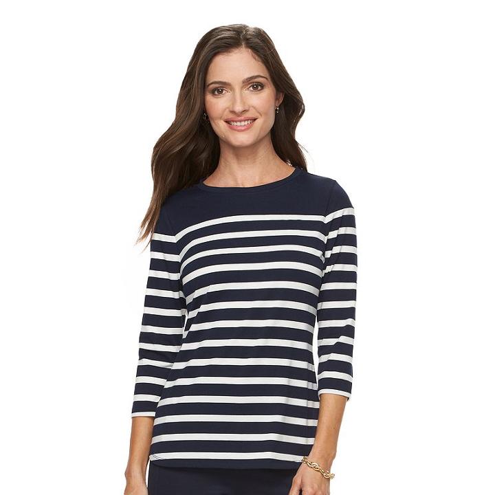 Women's Croft & Barrow&reg; Colorblock Tee, Size: Large, Dark Blue