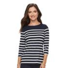 Women's Croft & Barrow&reg; Colorblock Tee, Size: Large, Dark Blue