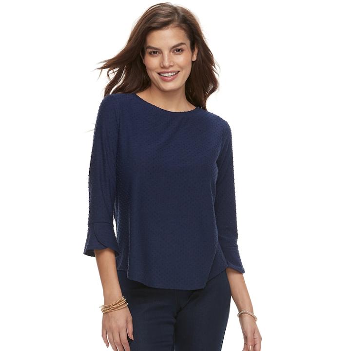Women's Elle&trade; Clip-dot Tee, Size: Small, Blue (navy)