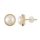 10k Gold Freshwater Cultured Pearl Halo Stud Earrings, Women's, White