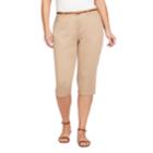 Plus Size Gloria Vanderbilt Anita Twill Belted Capris, Women's, Size: 16 W, Beig/green (beig/khaki)