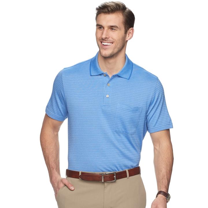 Men's Van Heusen Flex Slim-fit Jacquard Striped Polo, Size: Xl, Light Blue