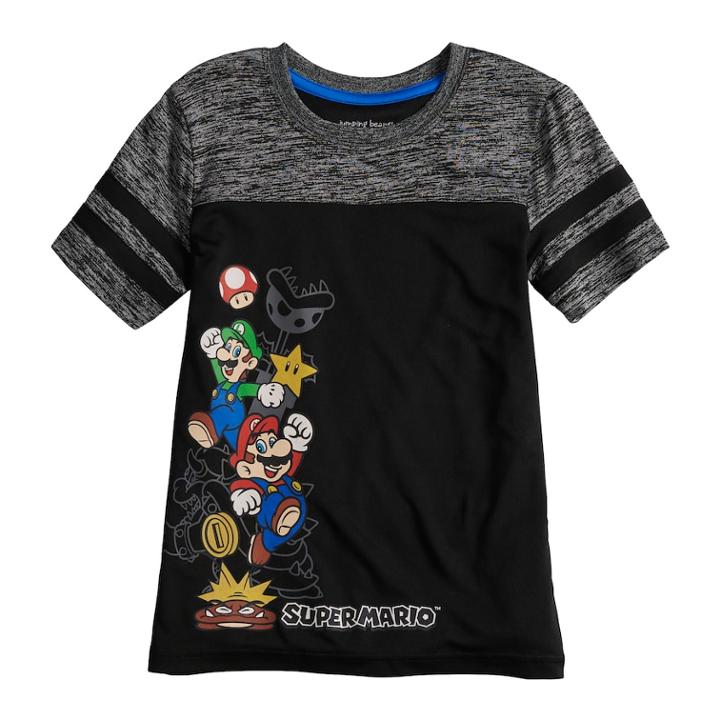 Boys 4-10 Jumping Beans&reg; Super Mario Bros. Marled Active Tee, Size: 5, Black