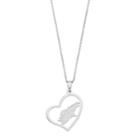 Sterling Silver Denver Broncos Heart Openwork Pendant Necklace, Women's, Size: 18, Grey