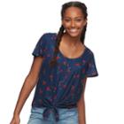 Juniors' So&reg; Print Knot-front Tee, Teens, Size: Xl, Blue
