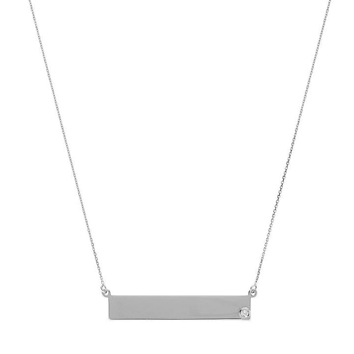 14k Gold Diamond Accent 35 Mm Bar Necklace, Women's, Size: 16, White