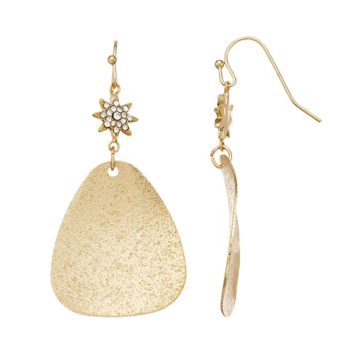 Lc Lauren Conrad Gold Tone Nickel Free Shimmery Teardrop Earrings, Women's