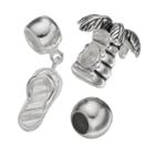 Individuality Beads Sterling Silver Palm Tree Bead And Flip-flop Charm Set, Women's, Grey