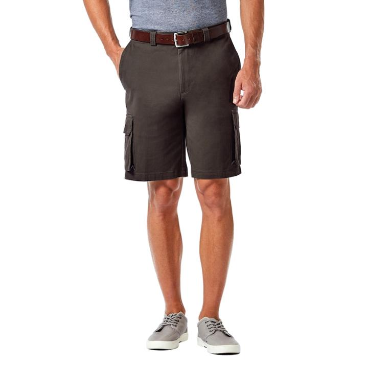 Men's Haggar&reg; Straight-fit Stretch Cargo Flat-front Shorts, Size: 44, Grey