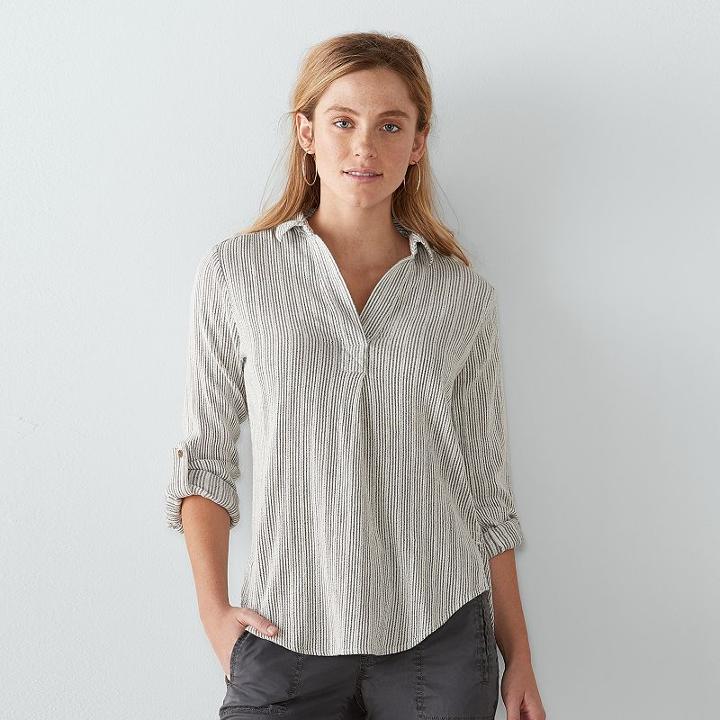 Women's Sonoma Goods For Life&trade; High-low Striped Top, Size: Large, Black