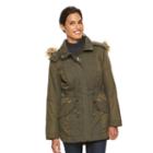 Women's Sebby Collection Hooded Trapunto Anorak Parka, Size: Xl, Green