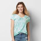 Women's Sonoma Goods For Life&trade; Embroidered Tie-dye Tee, Size: Xxl, Turquoise/blue (turq/aqua)