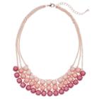 Rose Gold Tone Multi Strand Necklace, Women's, Med Pink