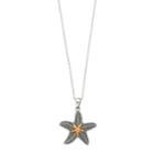 Sterling Silver & 14k Gold Over Silver Starfish Pendant Necklace, Women's, Size: 18, Grey