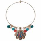 Shaky Bead Seashell Pendant Collar Necklace, Women's, Multicolor