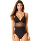 Juniors' California Sunshine Mesh One-piece Swimsuit, Women's, Size: Medium, Black