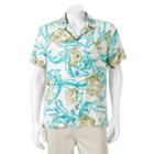 Men's Caribbean Joe Casual Tropical Button-down Shirt, Size: Xxl, Turquoise/blue (turq/aqua)