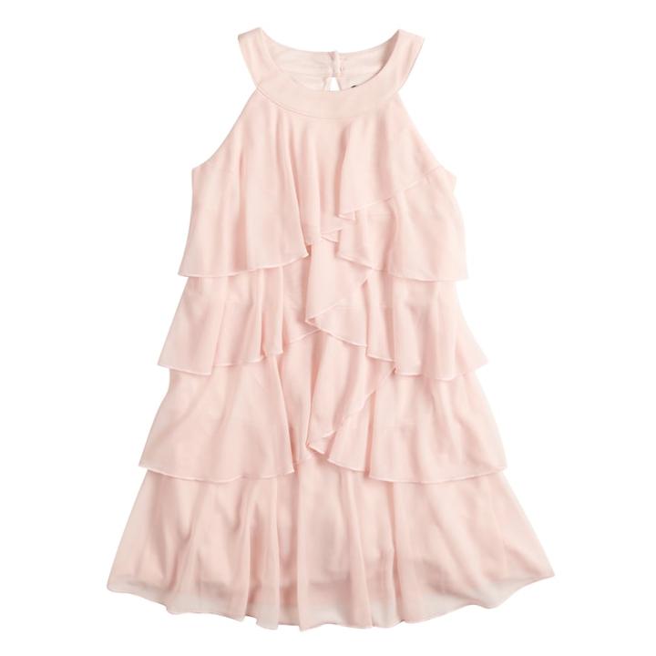 Girls 7-16 My Michelle Ruffled Corkscrew Dress, Size: 8, Med Pink