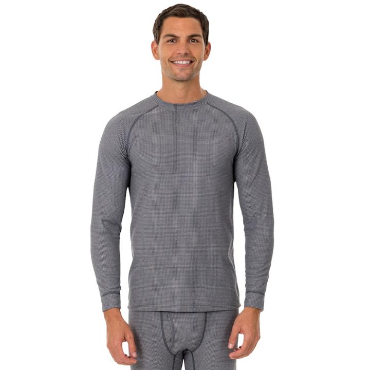 Big & Tall Men's Fruit Of The Loom Signature Grid Tech Thermal Base Layer Tee, Size: Xxl Tall, Grey (charcoal)