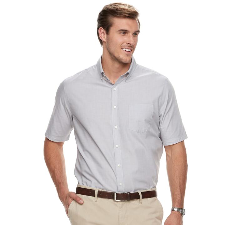 Big & Tall Croft & Barrow&reg; Regular-fit Solid Easy-care Button-down Shirt, Men's, Size: 3xl Tall, Grey