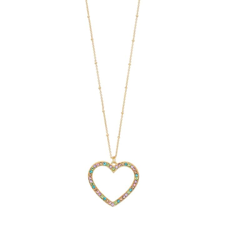 Lc Lauren Conrad Simulated Crystal Heart Long Pendant Necklace, Women's, Multicolor
